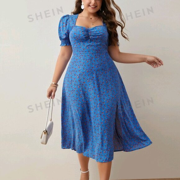 Blue Sun Dress with front slit (XL) - Picture 1 of 2
